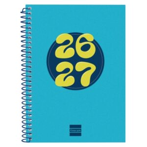 finocam cool agenda escolar 26/27 en catalan semana vista horizontal formato 8º 120x164mm tapas de carton forrado papel de 80g/m2 espiral esquinas microperforadas color azul