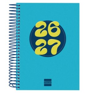 finocam cool agenda escolar 26/27 en catalan 1 dia por pagina formato 8º 120x164mm tapas de carton forrado papel de 80g/m2 espiral metalica esquinas microperforadas color azul