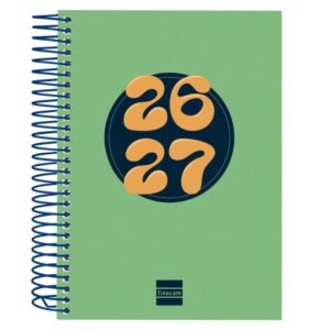 finocam cool agenda escolar 26/27 en catalan 1 dia por pagina formato 8º 120x164mm tapas de carton forrado papel de 80g/m2 espiral metalica esquinas microperforadas color verde