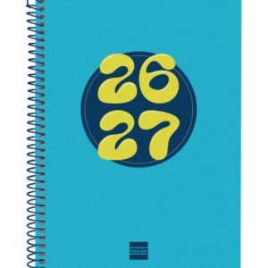 finocam cool agenda escolar 26/27 en catalan semana vista horizontal formato 4º 155x212mm tapas de carton forrado papel de 80g/m2 espiral esquinas microperforadas color azul