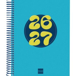 finocam cool agenda escolar 26/27 en catalan 1 dia por pagina formato 4º 155x212mm tapas de carton forrado papel de 80g/m2 espiral metalica esquinas microperforadas color azul