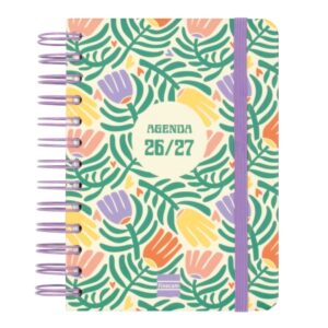 finocam cosmo cart agenda escolar 26/27 en catalan 1 dia por pagina formato 8º 120x169mm tapas de carton forrado papel de 80g/m2 espiral esquinas microperforadas multicolor