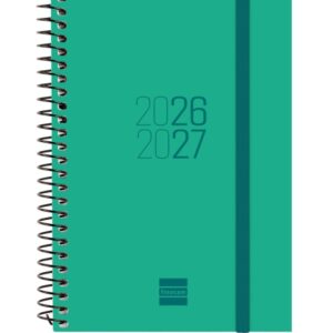finocam espir agenda escolar 26/27 en catalan semana vista horizontal formato e8 120x171mm tapas de polipropileno papel de 80g/m2 espiral esquinas microperforadas color verde