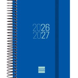 finocam espir agenda escolar 26/27 en catalan 1 dia por pagina formato e8 120x171mm tapas de polipropileno papel de 70g/m2 espiral metalica esquinas microperforadas color azul
