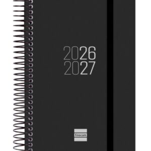 finocam espir agenda escolar 26/27 en catalan 1 dia por pagina formato e8 120x171mm tapas de polipropileno papel de 70g/m2 espiral metalica esquinas microperforadas color negro