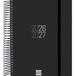 finocam espir agenda escolar 26/27 en catalan 1 dia por pagina formato e10 155x212mm tapas de polipropileno papel de 70g/m2 espiral metalica esquinas microperforadas color negro