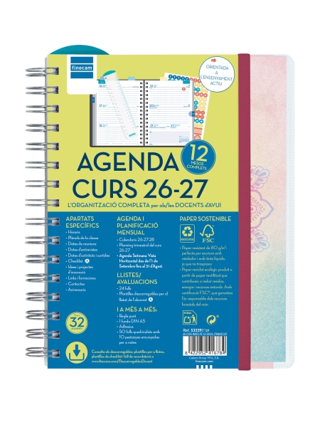 finocam magistral agenda escolar 26/27 en catalan semana vista horizontal formato 4º 155x212mm tapas de polipropileno papel de 80g/m2 espiral esquinas microperforadas multicolor