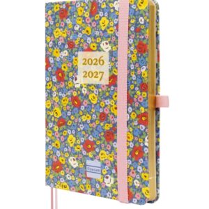 finocam minimal agenda de tapa dura internacional 18 meses semana vista horizontal formato m3 100x150mm papel crema de 80g/m2 bolsillo interior cierre con goma multicolor
