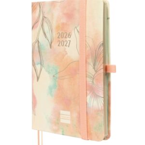 finocam minimal agenda de tapa dura internacional 18 meses semana vista horizontal formato m3 100x150mm papel crema de 80g/m2 bolsillo interior cierre con goma multicolor