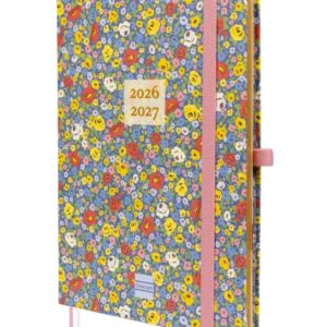 finocam minimal agenda de tapa dura internacional 18 meses semana vista horizontal formato m5 140x190mm papel crema de 80g/m2 bolsillo interior cierre con goma multicolor