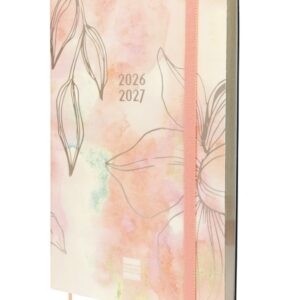 finocam mara agenda de tapa flexible internacional 18 meses semana vista vertical formato y10 140x204mm papel de 80g/m2 esquinas microperforadas cierre con goma multicolor