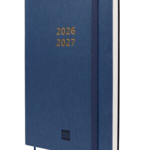 finocam mara agenda de tapa flexible internacional 18 meses semana vista vertical formato y10 140x204mm papel de 80g/m2 esquinas microperforadas cierre con goma color azul