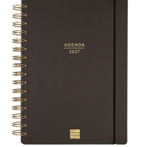 finocam haiku agenda de espiral 16 meses semana vista horizontal formato e10 155x212mm tapa dura papel de 95g/m2 cierre con goma elastica color negro