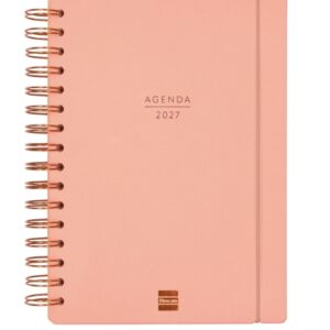 finocam haiku agenda de espiral 16 meses semana vista horizontal formato e10 155x212mm tapa dura papel de 95g/m2 cierre con goma elastica color coral