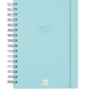 finocam haiku agenda de espiral 16 meses semana vista horizontal formato e10 155x212mm tapa dura papel de 95g/m2 cierre con goma elastica color azul