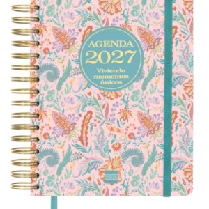 finocam vitae agenda de espiral 16 meses semana vista horizontal formato 4º 155x217mm tapa dura papel de 80g/m2 cierre con goma elastica bolsillo con fuelle multicolor
