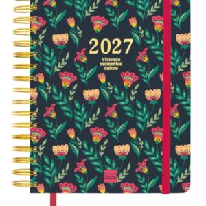 finocam vitae agenda de espiral 16 meses semana vista horizontal formato 4º 155x217mm tapa dura papel de 80g/m2 cierre con goma elastica bolsillo con fuelle multicolor