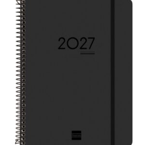 finocam ikon agenda de espiral internacional 16 meses semana vista vertical formato e10 155x212mm tapas de pp papel de 80g/m2 goma elastica adhesivos tematicos color negro