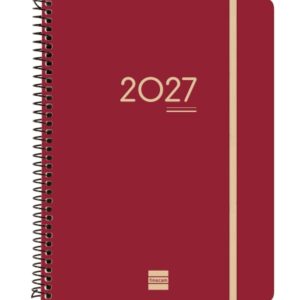 finocam ikon agenda de espiral internacional 16 meses semana vista vertical formato e10 155x212mm tapas de polipropileno papel de 80g/m2 goma elastica color burdeos