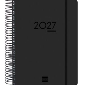finocam ikon agenda de espiral internacional 16 meses 1 dia por pagina formato e10 155x212mm tapas de polipropileno papel de 70g/m2 goma elastica adhesivos tematicos color negro