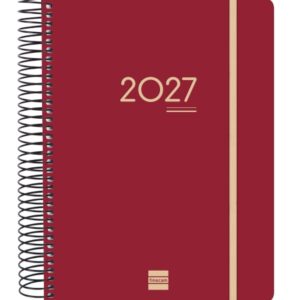 finocam ikon agenda de espiral internacional 16 meses 1 dia por pagina formato e10 155x212mm tapas de polipropileno papel de 70g/m2 adhesivos tematicos color burdeos
