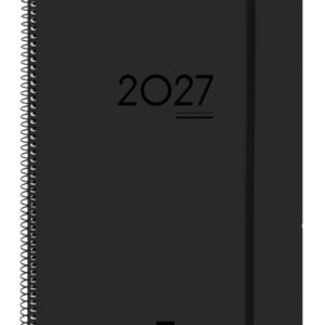 finocam ikon agenda de espiral internacional 16 meses semana vista vertical formato e40 210x297mm tapas de pp papel de 80g/m2 goma elastica adhesivos tematicos color negro