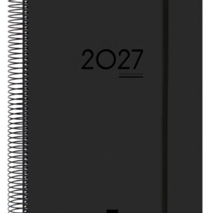 finocam ikon agenda de espiral internacional 16 meses 1 dia por pagina formato e40 210x297mm tapas de polipropileno papel de 70g/m2 goma elastica adhesivos tematicos color negro