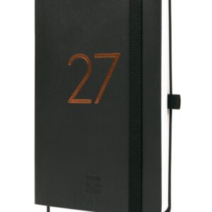 finocam capri agenda de tapa blanda 16 meses semana vista horizontal formato f4 118x168mm papel de 80g/m2 bolsillo interior cierre con goma color negro