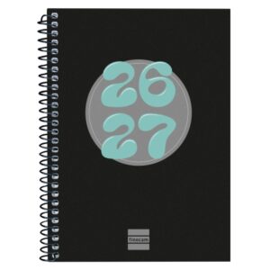 finocam cool agenda escolar 26/27 semana vista horizontal formato 8º 120x164mm tapas de carton forrado papel de 80g/m2 espiral metalica esquinas microperforadas color negro