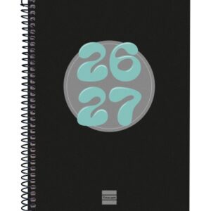 finocam cool agenda escolar 26/27 semana vista horizontal formato 4º 155x212mm tapas de carton forrado papel de 80g/m2 espiral metalica esquinas microperforadas color negro