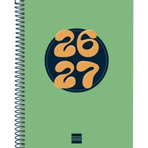 finocam cool agenda escolar 26/27 semana vista horizontal formato 4º 155x212mm tapas de carton forrado papel de 80g/m2 espiral metalica esquinas microperforadas color verde