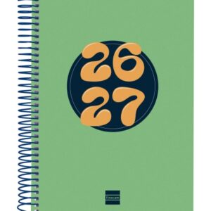 finocam cool agenda escolar 26/27 1 dia por pagina formato 4º 155x212mm tapas de carton forrado papel de 80g/m2 espiral metalica esquinas microperforadas color verde