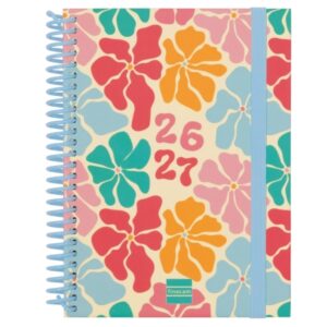 finocam diva agenda escolar 26/27 semana vista horizontal formato 8º 120x164mm tapas de carton forrado papel de 80g/m2 espiral de plastico esquinas microperforadas multicolor