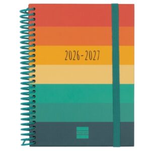 finocam diva agenda escolar 26/27 semana vista horizontal formato 8º 120x164mm tapas de carton forrado papel de 80g/m2 espiral de plastico esquinas microperforadas multicolor