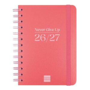 finocam cosmo flex agenda escolar 26/27 semana vista horizontal formato 8º 120x169mm tapas de polipropileno papel de 80g/m2 espiral metalica esquinas microperforadas color rojo
