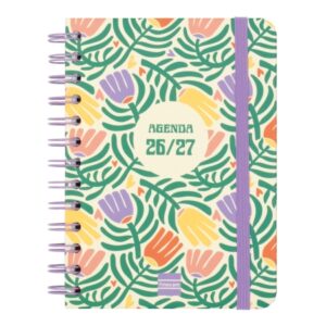 finocam cosmo cart agenda escolar 26/27 semana vista horizontal formato 8º 120x169mm tapas de carton forrado papel de 80g/m2 espiral metalica esquinas microperforadas multicolor