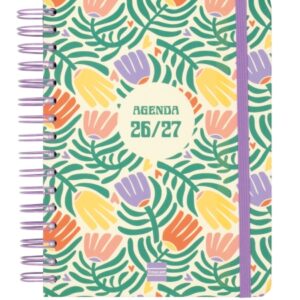 finocam cosmo cart agenda escolar 26/27 1 dia por pagina formato 4º 155x212mm tapas de carton forrado papel de 80g/m2 espiral metalica esquinas microperforadas multicolor