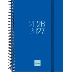 finocam espir agenda escolar 26/27 semana vista horizontal formato e8 120x171mm tapas de polipropileno papel de 80g/m2 espiral metalica esquinas microperforadas color azul
