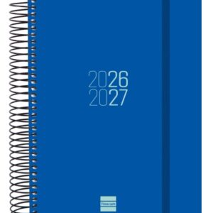 finocam espir agenda escolar 26/27 1 dia por pagina formato e10 155x212mm tapas de polipropileno papel de 70g/m2 espiral metalica esquinas microperforadas color azul