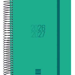 finocam espir agenda escolar 26/27 1 dia por pagina formato e10 155x212mm tapas de polipropileno papel de 70g/m2 espiral metalica esquinas microperforadas color verde