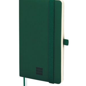 finocam nexo cuaderno de tapa blanda 72 hojas 90x150mm papel crema de 80g/m2 liso bolsillo interior cierre con goma hojas microperforadas color verde oscuro