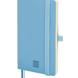 finocam nexo cuaderno de tapa blanda 72 hojas 90x150mm papel crema de 80g/m2 liso bolsillo interior cierre con goma hojas microperforadas color azul celeste