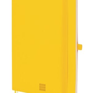 finocam nexo cuaderno de tapa blanda 72 hojas formato a5 148x210mm papel crema de 80g/m2 liso bolsillo interior cierre con goma hojas microperforadas color amarillo