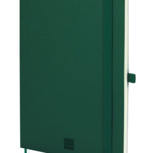 finocam nexo cuaderno de tapa blanda 72 hojas formato a5 148x210mm papel crema de 80g/m2 liso bolsillo interior cierre con goma hojas microperforadas color verde oscuro