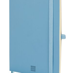 finocam nexo cuaderno de tapa blanda 72 hojas formato a5 148x210mm papel crema de 80g/m2 liso bolsillo interior cierre con goma hojas microperforadas color azul celeste