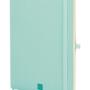 finocam nexo cuaderno de tapa blanda 72 hojas formato b5 176x250mm papel crema de 80g/m2 liso bolsillo interior cierre con goma hojas microperforadas color turquesa