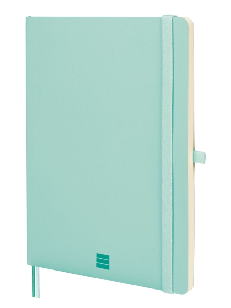 finocam nexo cuaderno de tapa blanda 72 hojas formato b5 176x250mm papel crema de 80g/m2 liso bolsillo interior cierre con goma hojas microperforadas color turquesa