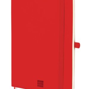 finocam nexo cuaderno de tapa blanda 72 hojas formato a5 148x210mm papel crema de 80g/m2 bolsillo interior cierre con goma portaboligrafo hojas microperforadas color rojo