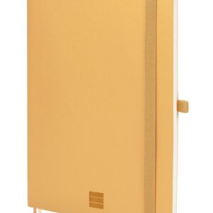 finocam nexo cuaderno de tapa blanda 72 hojas formato a5 148x210mm papel crema de 80g/m2 bolsillo interior cierre con goma portaboligrafo hojas microperforadas color camel