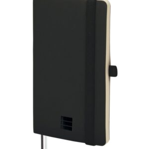finocam nexo cuaderno de tapa blanda 72 hojas 90x150mm rayado horizontal papel crema de 80g/m2 bolsillo interior cierre con goma portaboligrafo hojas microperforadas color negro